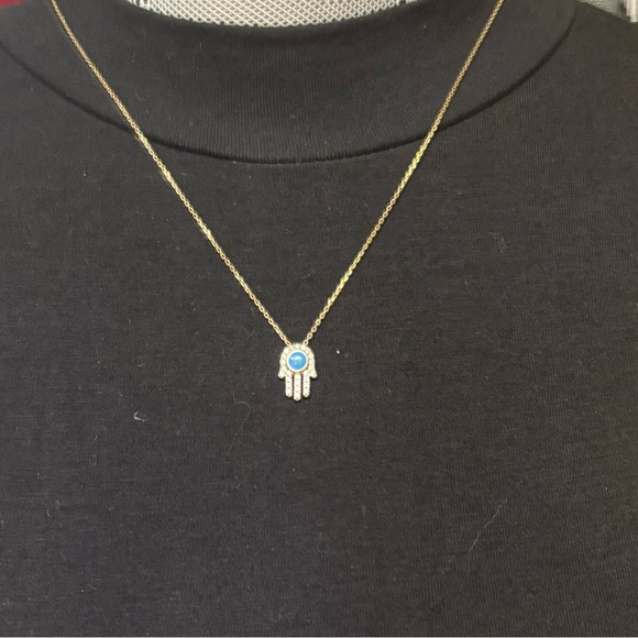 Francesca's Collections Jewelry - Gold Necklace with Blue Hamsa Pendant